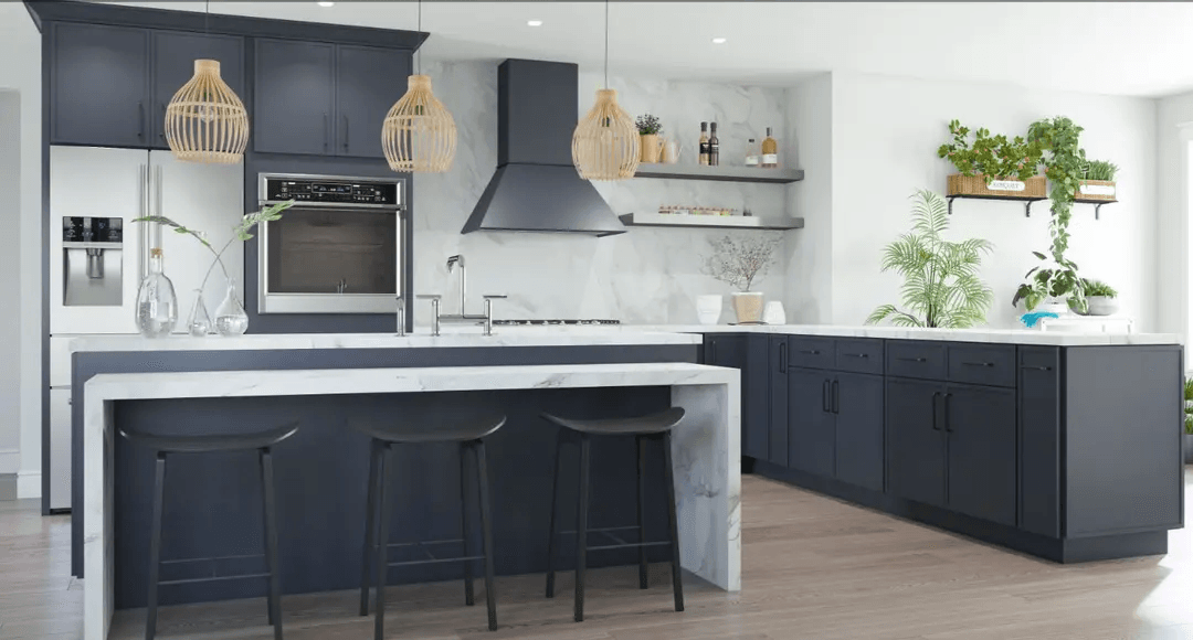 Deep indigo kitchen cabinets