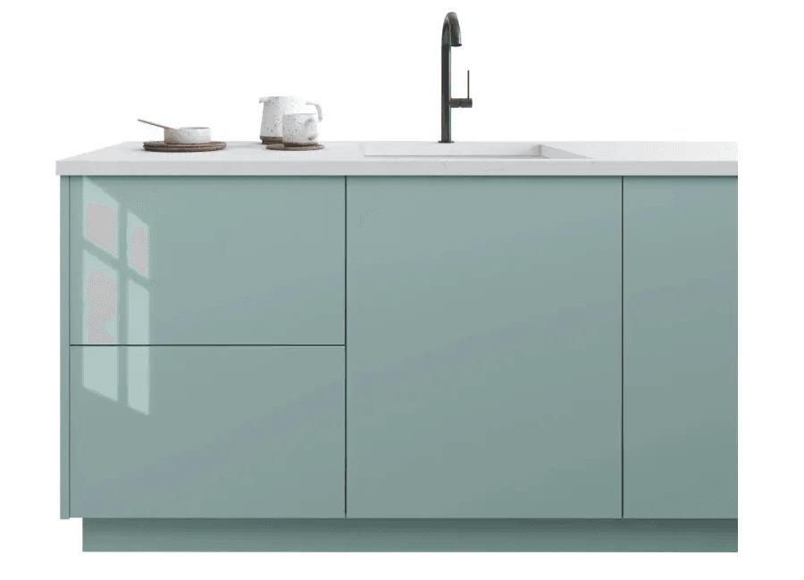 Modern high-gloss blue cabinets
