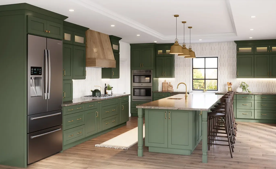 Shaker style kitchen with classic recessed panel cabinets
