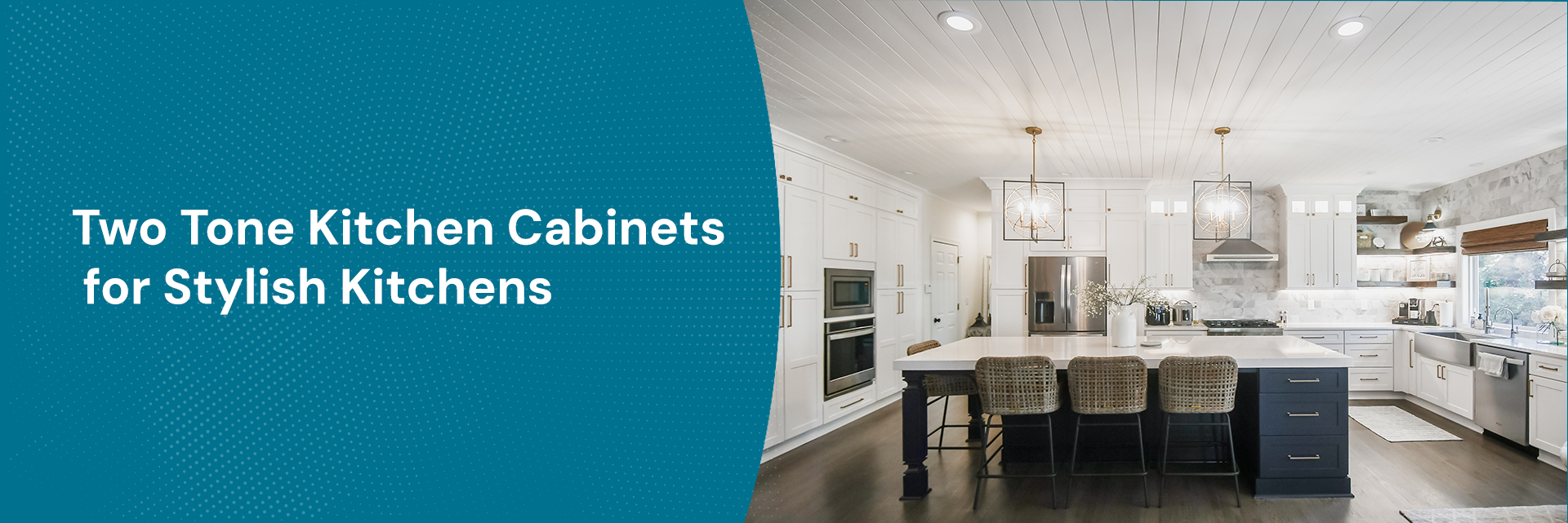 Modern kitchen featuring two-tone kitchen cabinets